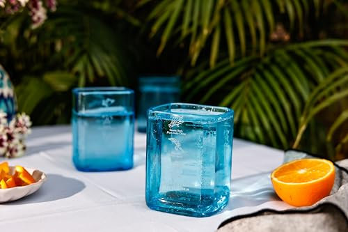 GoGiftid Upcycled Glasses Created Using Bombay Sapphire Blue Gin Bottle with Gift Box – 300ml Tumblers | Eco-Friendly Cocktail & Gin Glasses (Pack of 1)