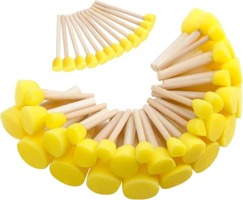 24 Pcs Round Sponges Brushes, 4 Sizes Painting Brushes Set