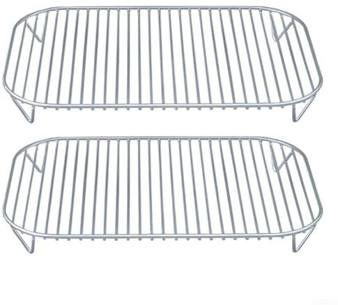 Griglia in acciaio inox a doppio strato per barbecue all'aperto, design compatto, ideale per arrostire e affumicare, include 2 griglie in acciaio inox