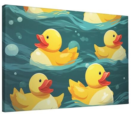 STVYUKL Gummi-Enten, Wandkunst, Leinwandbild, Poster, moderne Wanddekoration, 30,5 x 45,7 cm, Heimdekoration, Poster, dekoratives Gemälde für Wohnzimmer, Schlafzimmer, Küche, Heimdekoration
