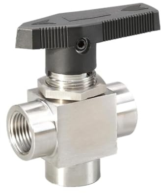 3-Wege-Kugelhahn, NPT 1/2 Zoll, langlebige Ventile, Rohrdurchflusskontrolle, Edelstahl-Innengewinde, Dreiwege-Kugelhähne, ideal für Hochtemperaturanwendungen