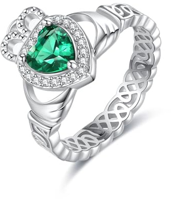Claddagh Ring 925 Sterling Silver Celtic Knot Ring Irish Jewelry Gift for Women-Size 7