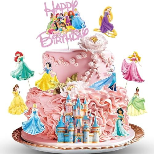 1 Stück Große Cake Topper + 20 Stück Kleine Kuchen Deko, Muffin Deko, Cupcake Topper Deko, Dekorationen für die Geburtstagsparty von Mädchen