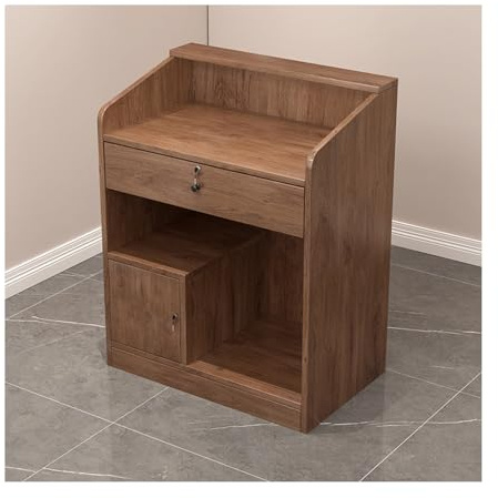 Bureau de réception moderne en noyer 60 x 110 cm | Réception élégante et comptoir pour bureaux, cliniques et salles d'événements | Design contemporain pour espaces accueillants