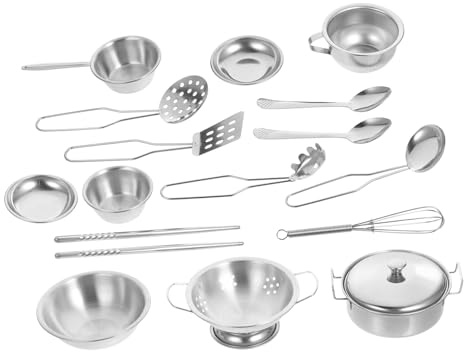 GALPADA Kitchen Set Stainless Steel Pretend Play Cookware with Pots Pans Utensils for Boys and Kitchen Accessories for Creative Role Play and Learning