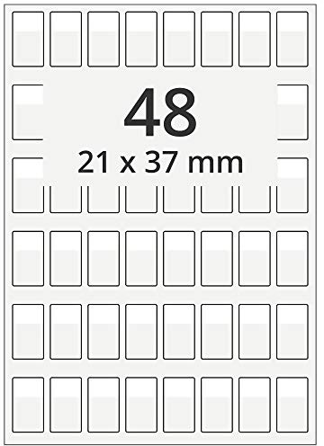 Labelident Kabeletiketten transparent mit weißem Schriftfeld, selbstlaminierend, 21 x 37 mm, für Kabel-Ø 4,1-7,6 mm, 480 Kabelmarkierer auf 10 DIN A4 Bögen, stark klebend
