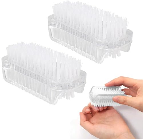 HABNI Lot De 2 Blanc Brosse À Ongles Double Face,Brosse A Ongles Main, Brosse Ongle Nettoyage,Pour Nettoyer Les Cuticules, Les Ongles, Les Orteils, Les Ongles, Les Mains Et Les Mains