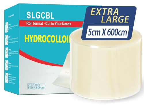 Hydrocolloid Roll, 5cm x 609cm Extra Large Hydrocolloid Tape | Cut-to-Size, Self-Adhesive, Ultra Absorbent, Flexible & Waterproof Hydrocolloid Bandages