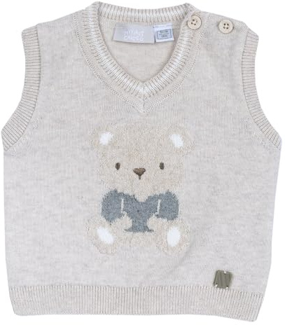 Chicco, Gilet Neonato di Maglia in Misto Cotone Lana, Beige, 12 Mesi