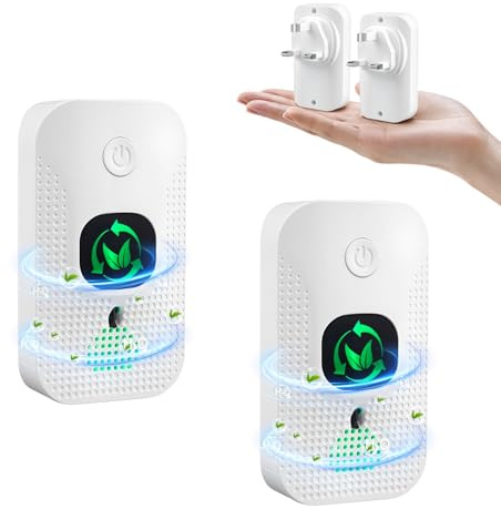 PENYUY Plug-In Air Purifier for Bedroom and Home, 2 Pack Mini Ionic Air Purifier with 20 Million Negative Ions, Quiet Portable Odour Remover for Pets, Smokers, Bathrooms, Kitchens and Offices