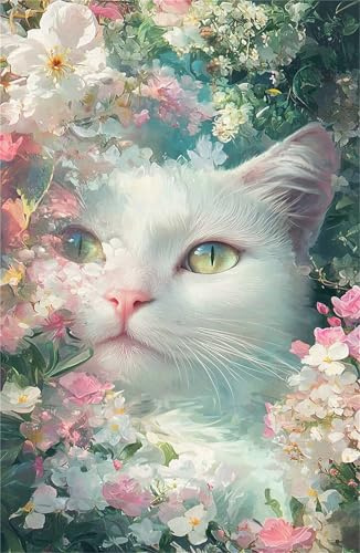 Puzzle 2000 Pieces Fleur Abstraite Chat, Jeux éducatif Défi Jouets Puzzles Classiques, Parfaitement Emboîtable Lettres au Dos, pour Vous Faciliter Le Travail pour Hommes Femmes Plus âgés 100 x 70 cm