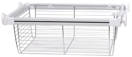 Generiskt utdragbara skåpkorgar, utdragbar lådkorg, trådnät glidkorg för skåp, för hem/tvättstuga/badrum/garderob (färg 2, 364–413 mm)