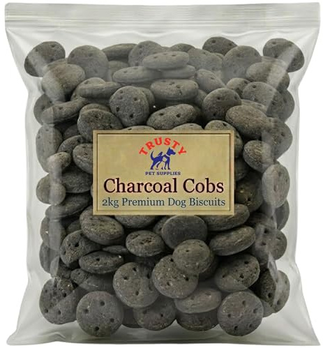 Charcoal Dog Biscuits Cobs 2kg | Helps Support Digestion, Reduce Wind & Plaque | Dog Treats & Dog Biscuits | Dog Charcoal Biscuits Training Treats | Small Dog Treats | Trusty Pet Supplies