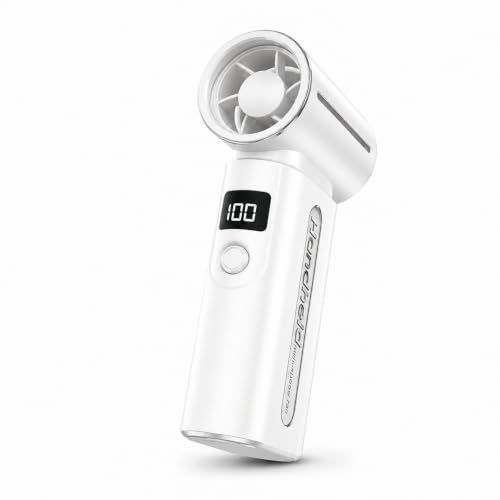 SINOTÉCA Ventilatore Portatile Turbo 30.000 Giri/min, Mini Ventilatore a Mano con 100 Velocità e Display LED, Batteria 4000mAh USB-C Ricaricabile, Flusso d’Aria 20m/s, per Viaggio, Ufficio, Casa