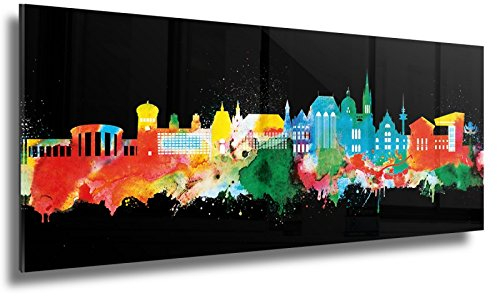 Kunstbruder Skyline Aachen - Acrylglas - Neon (div. Größen) - Kunst Druck auf Acrylglas 50x140cm