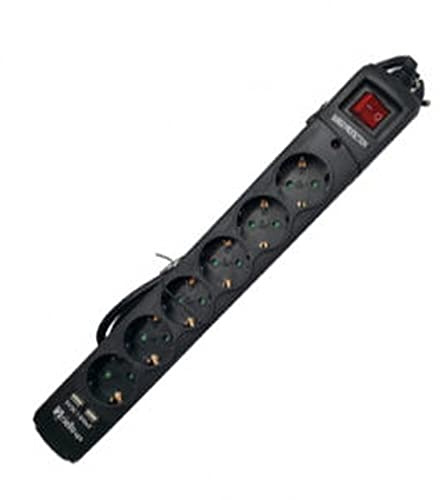 Riello Ciabatta elettrica 16 Ah 6 X Schuko 2 USB On/off Cavo 1 5 m