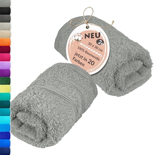 Lashuma kleines Handtuch Set 30x30 cm, London 2X Waschlappen Gesicht Grau - Stein