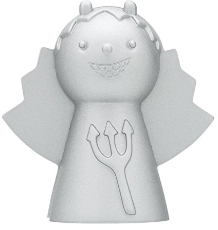 Briefbeschwerer Engelchen und Teufelchen aus satiniertem Metall Zettel- und Visitenkartenhalter Kartenhalter silber von notrash2003®