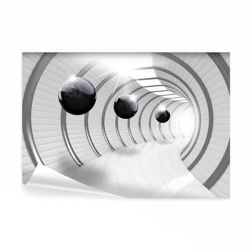 decomonkey Papier Peint Panoramique 3d Effet Abstrait 350x256 cm | Abstraction, Décoration murale, Abstraction noir figures géométriques illusion espace moderne tunnels gris clair