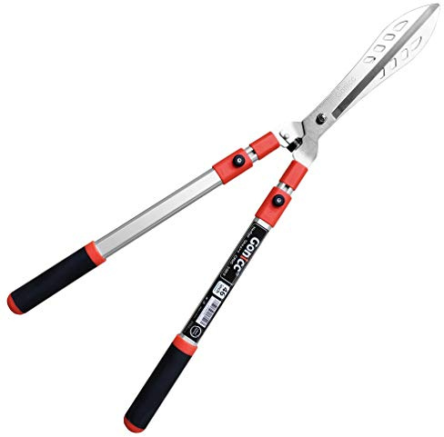 gonicc Professional Adjustable 33+ 13 Hedge Shears. Handle Length Range 19-32, with Wavy SK-5 Steel Blade, Adjustable Blade Pressure,Garden Pruning Hand Hedge Trimmers, Grass Clippers Shears