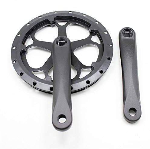QXYOGO Kurbelgarnitur Faltrad Kurbeln Platz Loch Aluminiumlegierung Kettenblattschraubenset Single Speed ​​Fahrrad Crank Set Sprocket 3