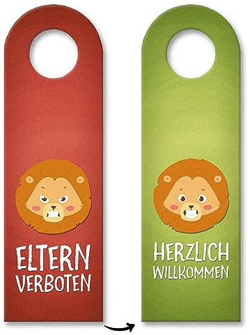 Eltern verboten oder willkommen Türhänger mit Löwe Motiv Kind Kinderzimmer Türe