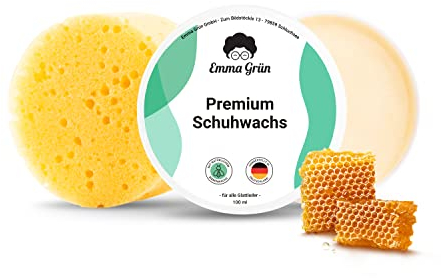 Emma Grün® Schuhwachs Farblos Lederpflege & Schuhpflege 100ml [MIT BIENENWACHS] - Lederbalsam Lederfett Farblos - Lederschuhe Pflege natürlich Made in Germany