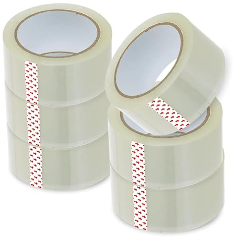 G4GADGET 6 Stück 66 Meter transparentes Verpackungsband, starkes Qualitätsband, 48 mm x 66 m