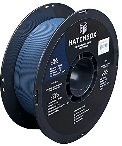 HATCHBOX Matte PLA 3D Printer Filament, Dimensional Accuracy +/- 0.03 mm, 1 kg Spool, 1.75 mm, Navy