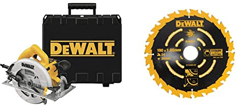 Dewalt 1.600 W Handkreissäge (max. Schnitttiefe 67 mm, inkl. Zubehör und Transportkoffer) DWE575K + 1x Kreissägeblatt (Sägeblatt-ø 190/30, 24WZ) DT10304