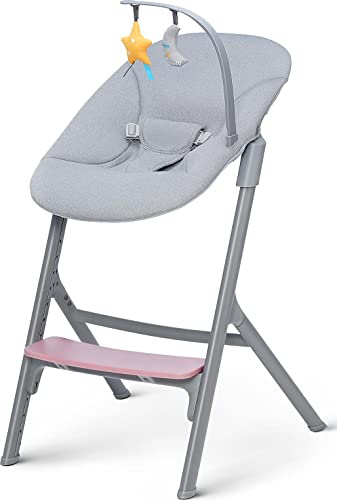kk KinderKraft Trona para bebés LIVY + Hamaca Bebé CALMEE, Silla para toda familia, hasta 110 kg, Ajustable, Rosa