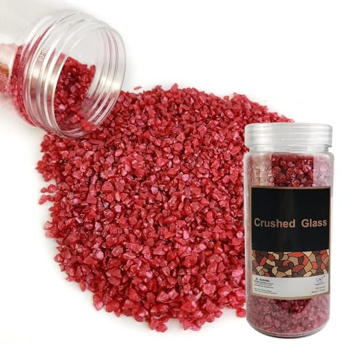 HappyFiller Roter zerkleinerter Glassand, 3–7 mm, Vasenfüller, Harz