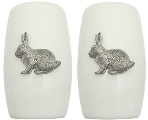 Rabbit China Salt and Pepper Shakers Cruet Set Modern White CSP 291