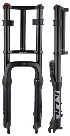 LHHL Fahrradgabel Fette Gabeln 20 Zoll 4.0 Reifen Air Gabeln Federweg 140mm, Snow Beach Bike Doppelter Schulter Federgabel 1-1/8 Zoll Fahrradgabeln Spreizung 135 Mm Manuelle Sperre QR 9mm