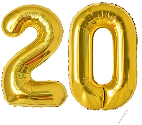 20 Geburtstag Deko zahlen luftballon 20 jahre | Folienballon Gold- für 20. Geburtstagsdeko Männer Frauen Ballon Zahl Deko zum Geburtstag fliegt mit Helium 20.Geburtstagsparty 40-101cm