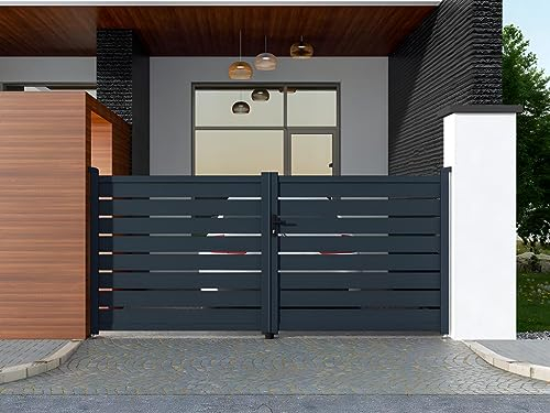 Vente-unique Portal batiente Aluminio calado L355 x 166 cm, Antracita Primo