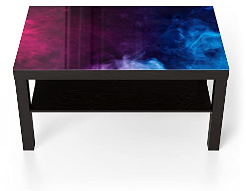DEQORI Glastisch | schwarz groß 90x50 cm | Motiv Bunter Farbdunst | ausgefallener Beistelltisch aus Glas | Hochglanz Couchtisch fürs Wohnzimmer | moderner Couch Tisch mit Design