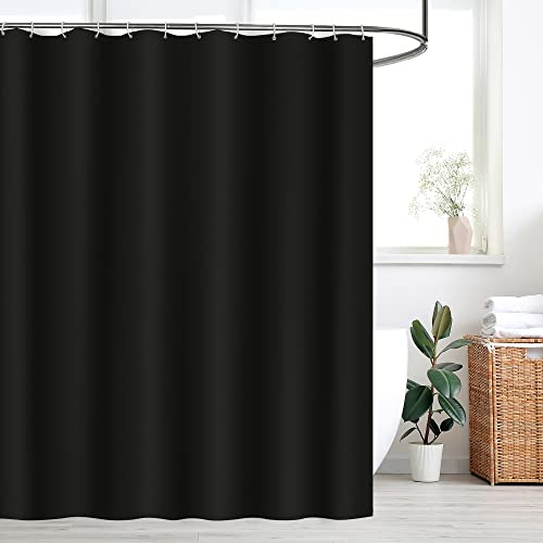 WELTRXE Duschvorhang, Basic Duschvorhänge mit Gewicht, 180x180 cm Textil aus Polyester Stoff, Anti-Schimmel Dusch Vorhang Wasserdicht Waschbar, Shower Curtains für Dusche und Badewanne Schwarz