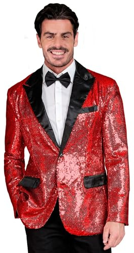 W WIDMANN MILANO Party Fashion - Pailletten Jackett Herren | Elegantes Sakko mit Satinkragen, Anzugjacke für Silvester, Disco Events, Karneval und glamouröse Auftritte