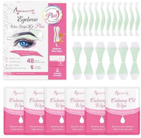 Eyebrow Wax Strips Cold Waxing Strip for Eyebrow Ready to Use 48pcs Double Side Strips for Home and Traveling