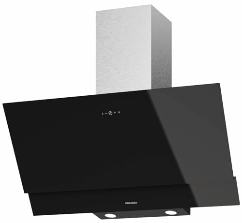 Oranier Abzugshaube 90 cm Miran S - schwarze Abluft Kopffrei-Haube LED Anzeige weiß - breite Schräghaube 4 Leistungsstufen - Touch-Control Steuerung