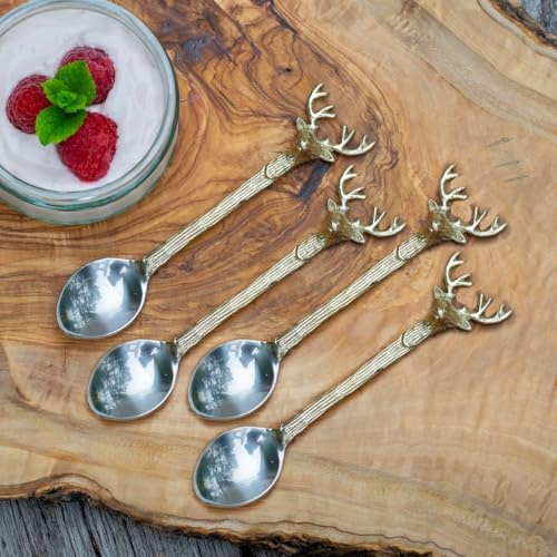 Culinary Concepts London Set of Four Golden Stag Coffee Spoons