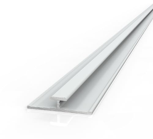 AUPROTEC Aluminium Profil Übergangsprofil Weiß 200cm Alu Rückwand Verbindungsprofil für 3mm Duschrückwände Wandverkleidung Profilleisten für Küchenrückwand