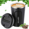 Taza de Café 380mL, Vaso Termico con Tapa, Taza Termica Viaje Botella Acero Inoxidable con Tapa Reforzada para agua caliente y fría, coffee mug, Vaso Termo Ecologico y Reutilizable (Negro)