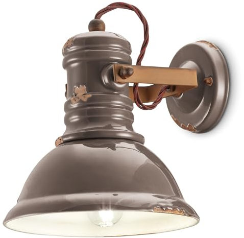 Licht-Erlebnisse Wandlampe Keramik Metall E27 Taupe Shabby Antik Rostbraun verstellbar Handarbeit Vintage Design Wandleuchte Wohnzimmer Wandspot Küche