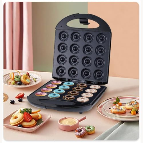 Macchina per Ciambelle Antiaderente, 16 Ciambelle in 5 Minuti, 850W, Sicura e Facile da Pulire e da Usare, Regalo Perfetto, Ideale per Casa, Pasticceria, Feste, Tè - Piastra per Donuts, Donut Maker