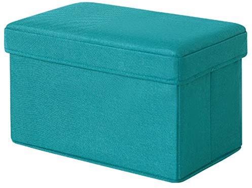 ALDDPWE Ottomane Bank 50x30x30 cm in GRÜN– Faltbarer tragbarer Aufbewahrungs-Fußhocker mit abnehmbarem Deckel aus Stoff in Leinenoptik– Klappbarer Pouf Hocker Truhensitz (Farbe: Grün, Größe: 50 * 30