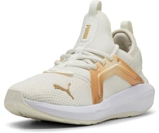 PUMA Softride Enzo 5 Cross Trainer Sneaker da Donna, Bianco Caldo PUMA Gold PUMA Nero, 40.5 EU