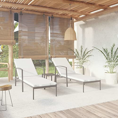 Sufrk Sonnenliegen 2 STK. mit Tisch Poly Rattan Schwarz Saunaliege Campingliege