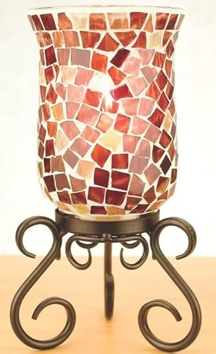 dekorativer Mosaik-Leuchter, rot, Windlicht, Stimmungslicht, ca. 23,5x10,5 cm